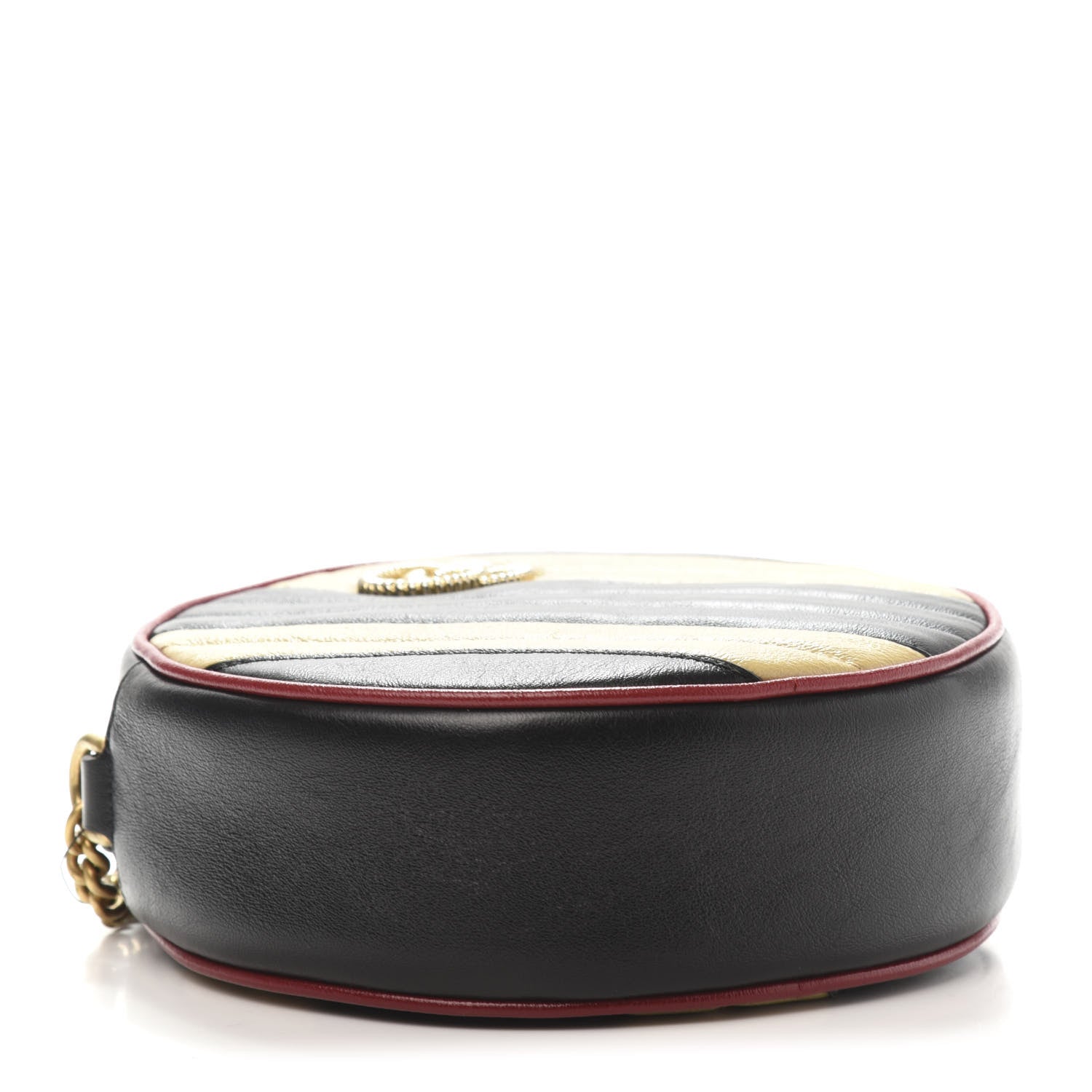 Gucci Azalea Calfskin Matelasse Diagonal Patchwork Mini Torchon GG Marmont Round Shoulder Bag Black Beige Romantic Cerise 4 of 11