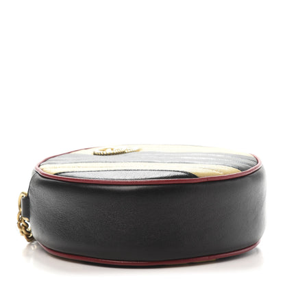 Gucci Azalea Calfskin Matelasse Diagonal Patchwork Mini Torchon GG Marmont Round Shoulder Bag Black Beige Romantic Cerise 4 of 11