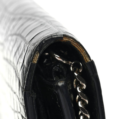 Saint Laurent Calfskin Crocodile Embossed Kate Monogram Tassel Chain Wallet Black 10 of 10