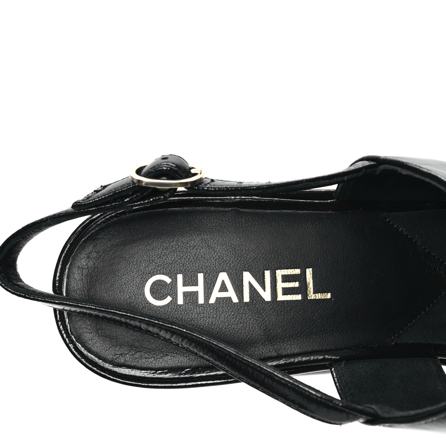 Chanel Crumpled Patent Lambskin Platform Sandals 41 Black 7 of 9