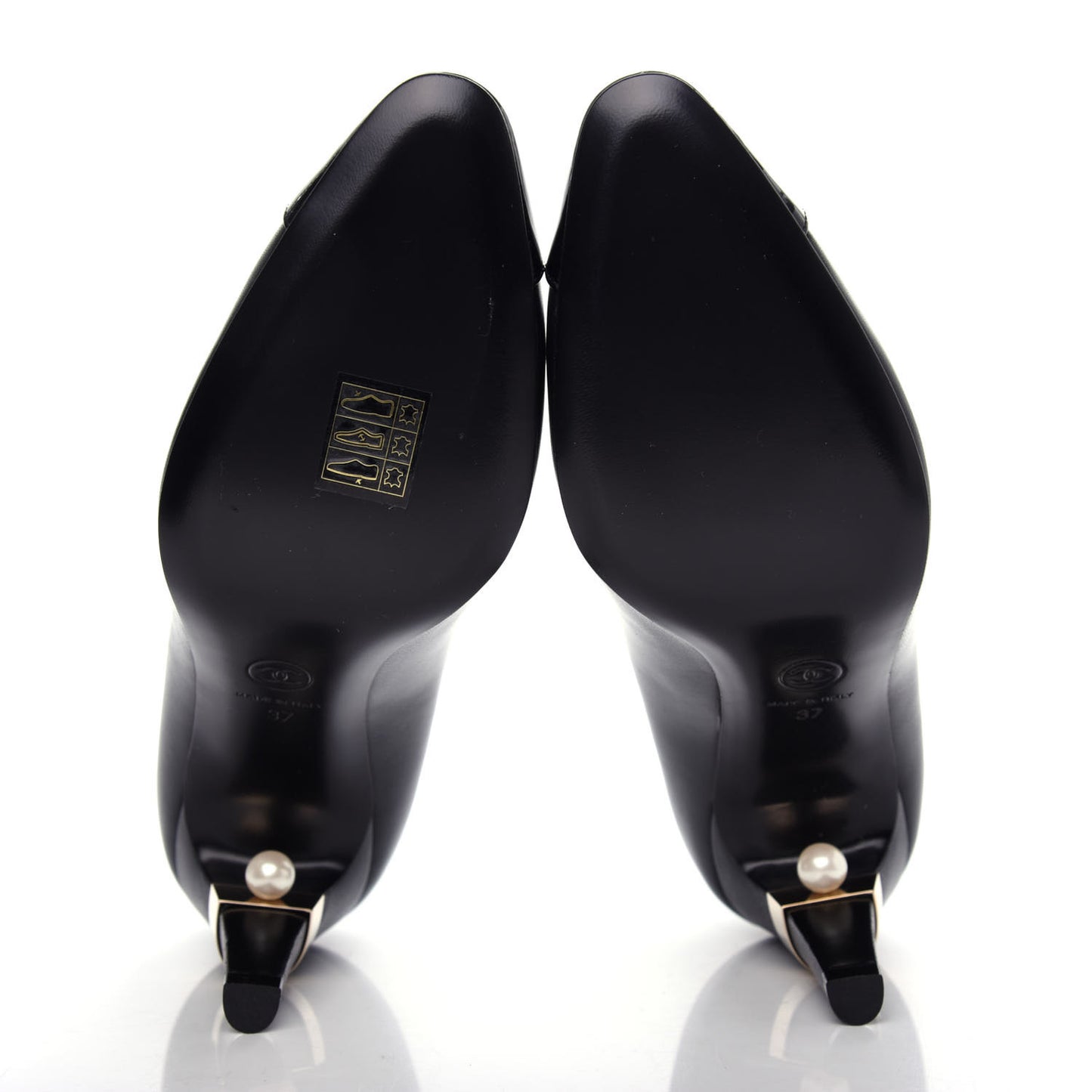 Lambskin Patent Cap Toe Pearl Pumps 37 Black