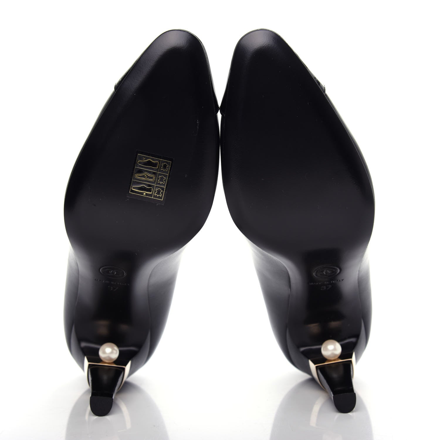 Chanel Lambskin Patent Cap Toe Pearl Pumps 37 Black 6 of 10