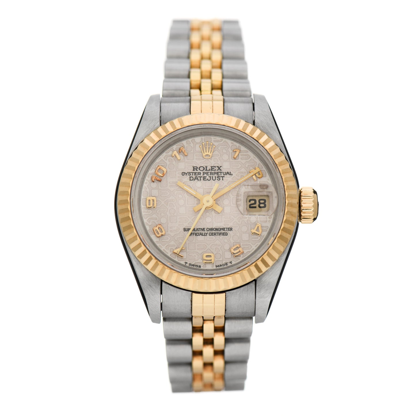 Stainless Steel 18K Yellow Gold 26mm Oyster Perpetual Datejust Watch White Jubilee 69173