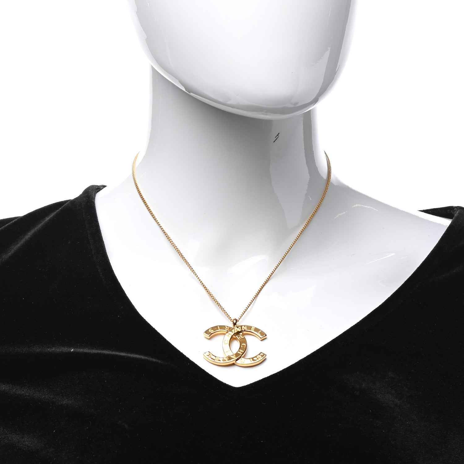 Chanel Metal CC Paris Button Necklace Gold 2 of 5