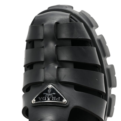 Prada Foam Rubber Triangle Logo Monolith 55mm Cage Sandals 38 Black 12 of 13