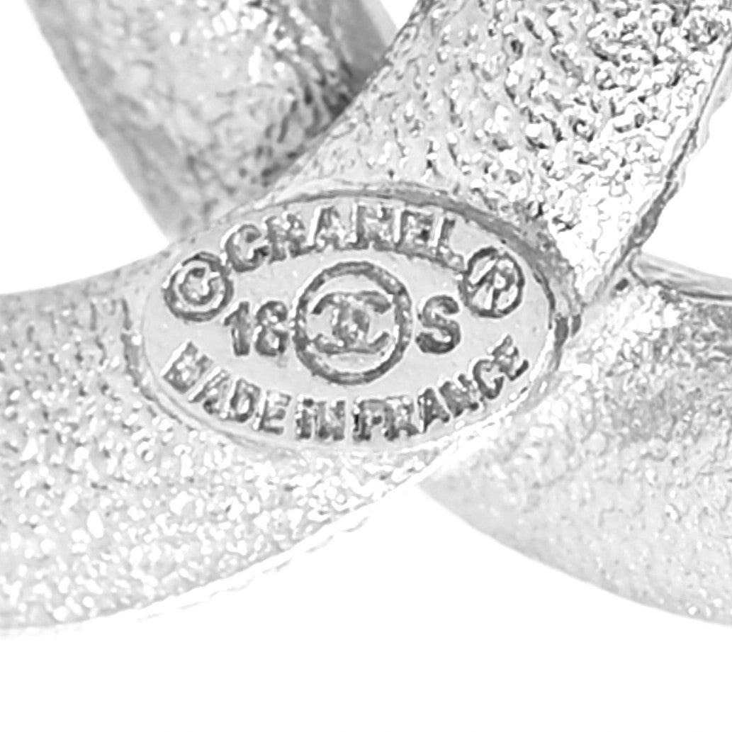Chanel Baguette Crystal Quilted CC Drop Earrings Silver 4 of 4