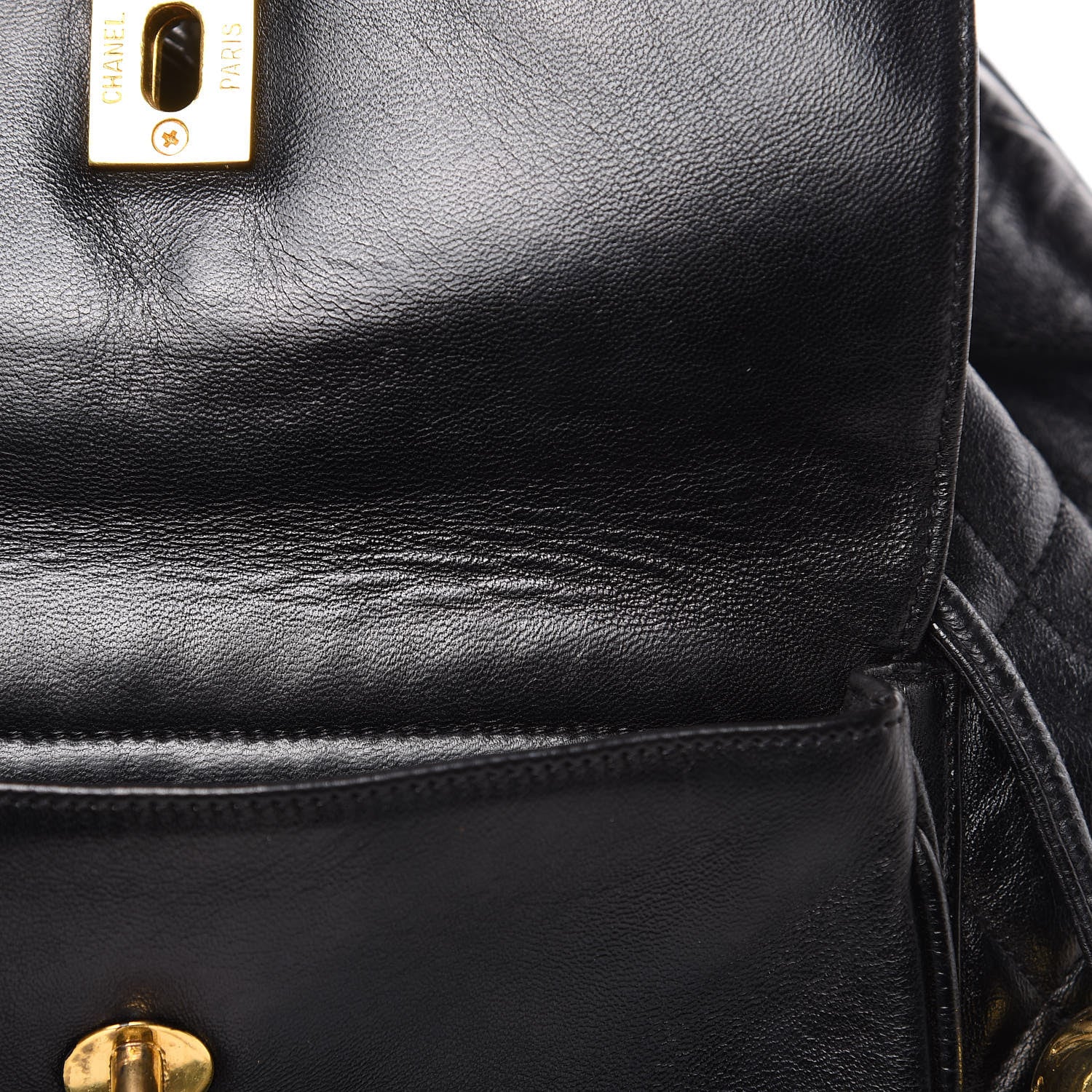 Chanel Lambskin Quilted Drawstring Backpack Black 13 of 14