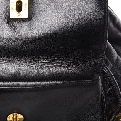 Chanel Lambskin Quilted Drawstring Backpack Black 13 of 14