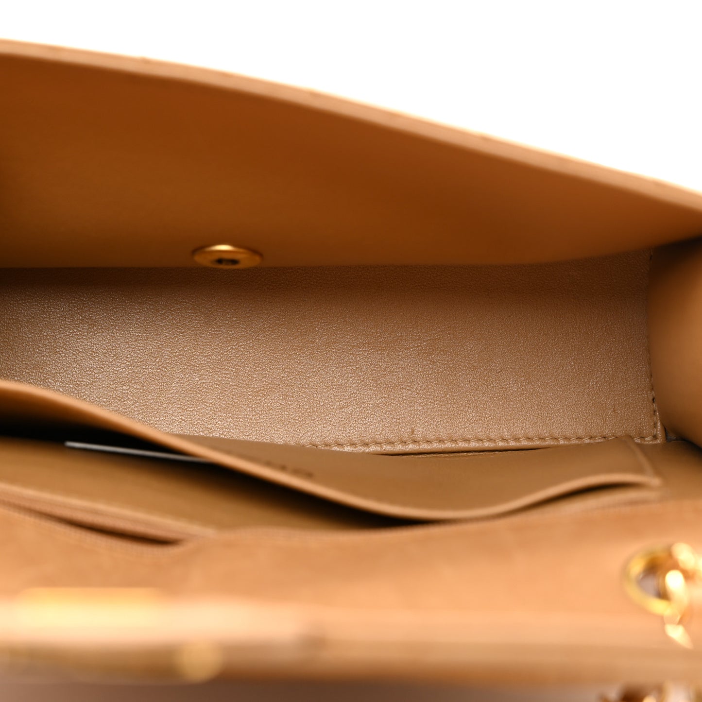 Lambskin Quilted Small Single Flap Beige