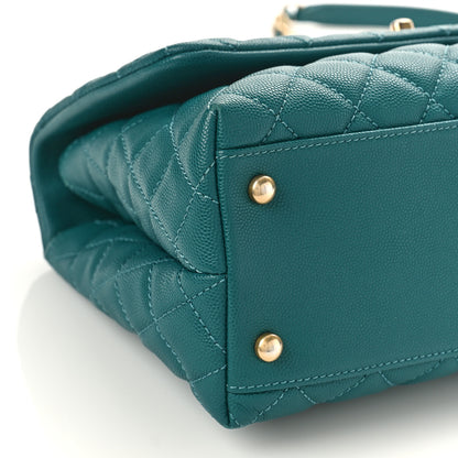 Chanel Caviar Quilted Small Coco Handle Flap Green 8 of 10
