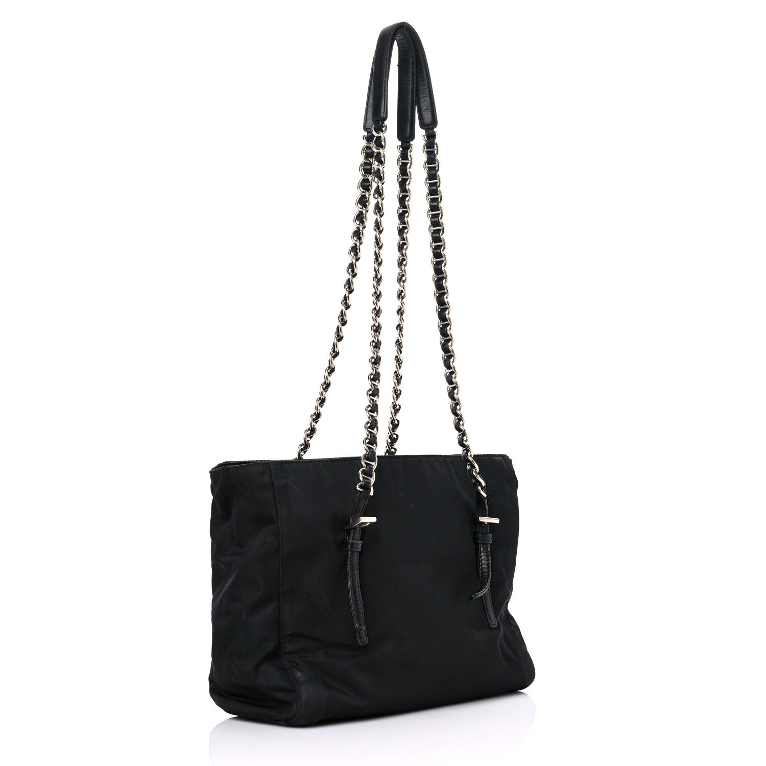 Prada Nylon Tessuto Acciaio Chain Shoulder Bag Black 2 of 23