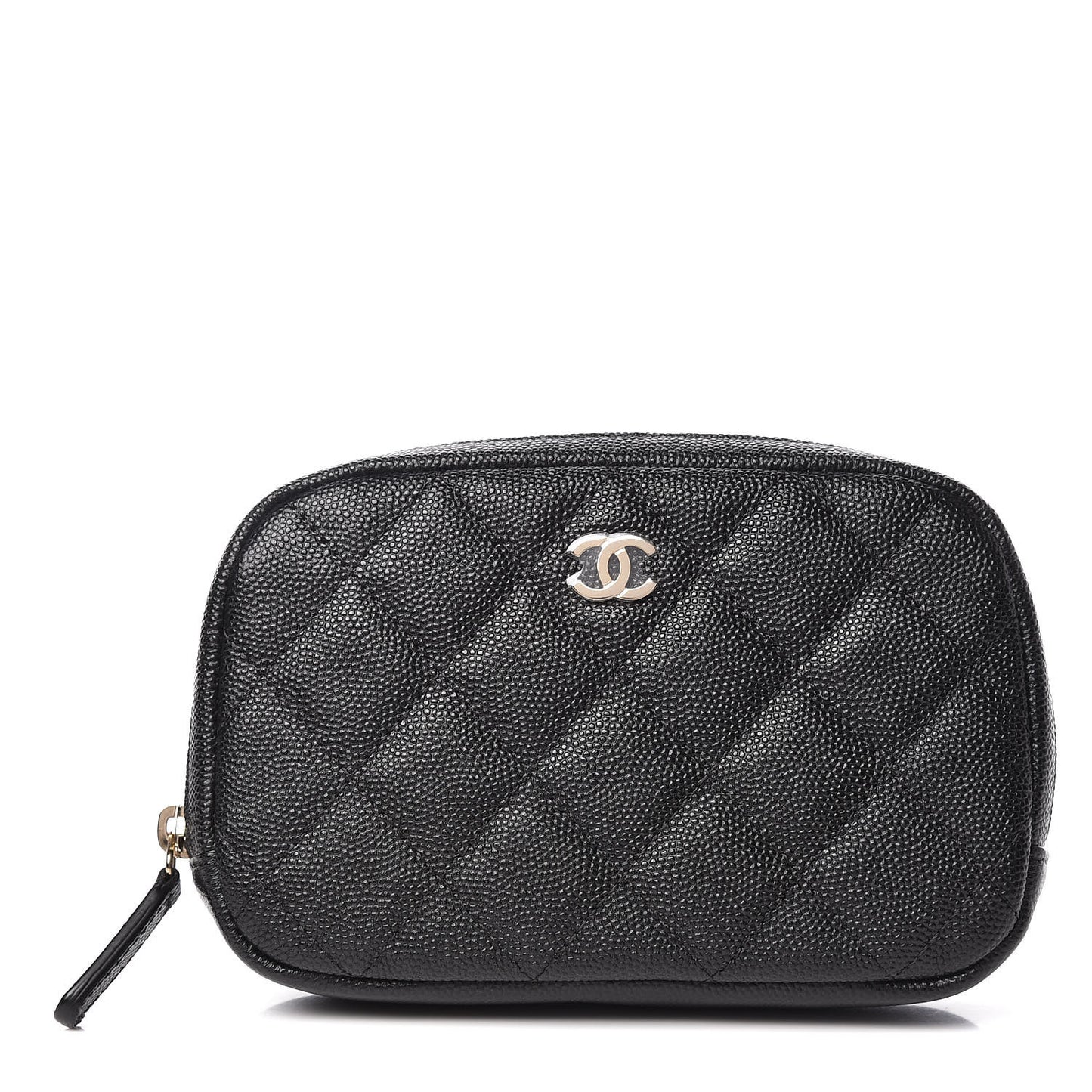 Caviar Quilted Small Curvy Pouch Cosmetic Case Black