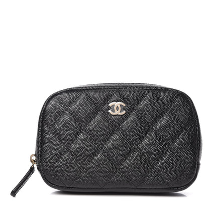 Chanel Caviar Quilted Small Curvy Pouch Cosmetic Case Black 1 of 8