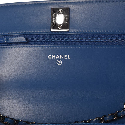 Chanel Lambskin Quilted Trendy CC Wallet On Chain WOC Blue 6 of 13