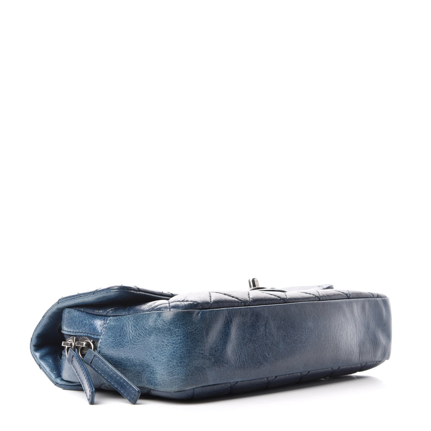 Glazed Calfskin Quilted Medium Duo Color Flap Blue