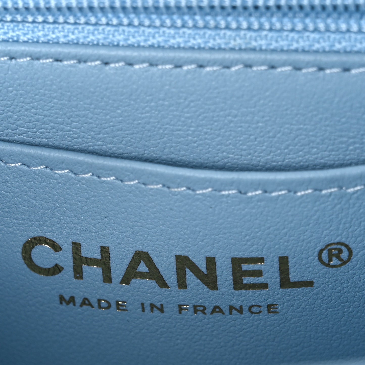 Lambskin Quilted Bi-Color Mini Top Handle Rectangular Flap Navy Blue Light Blue