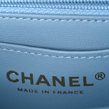 Chanel Lambskin Quilted Bi-Color Mini Top Handle Rectangular Flap Navy Blue Light Blue 6 of 11