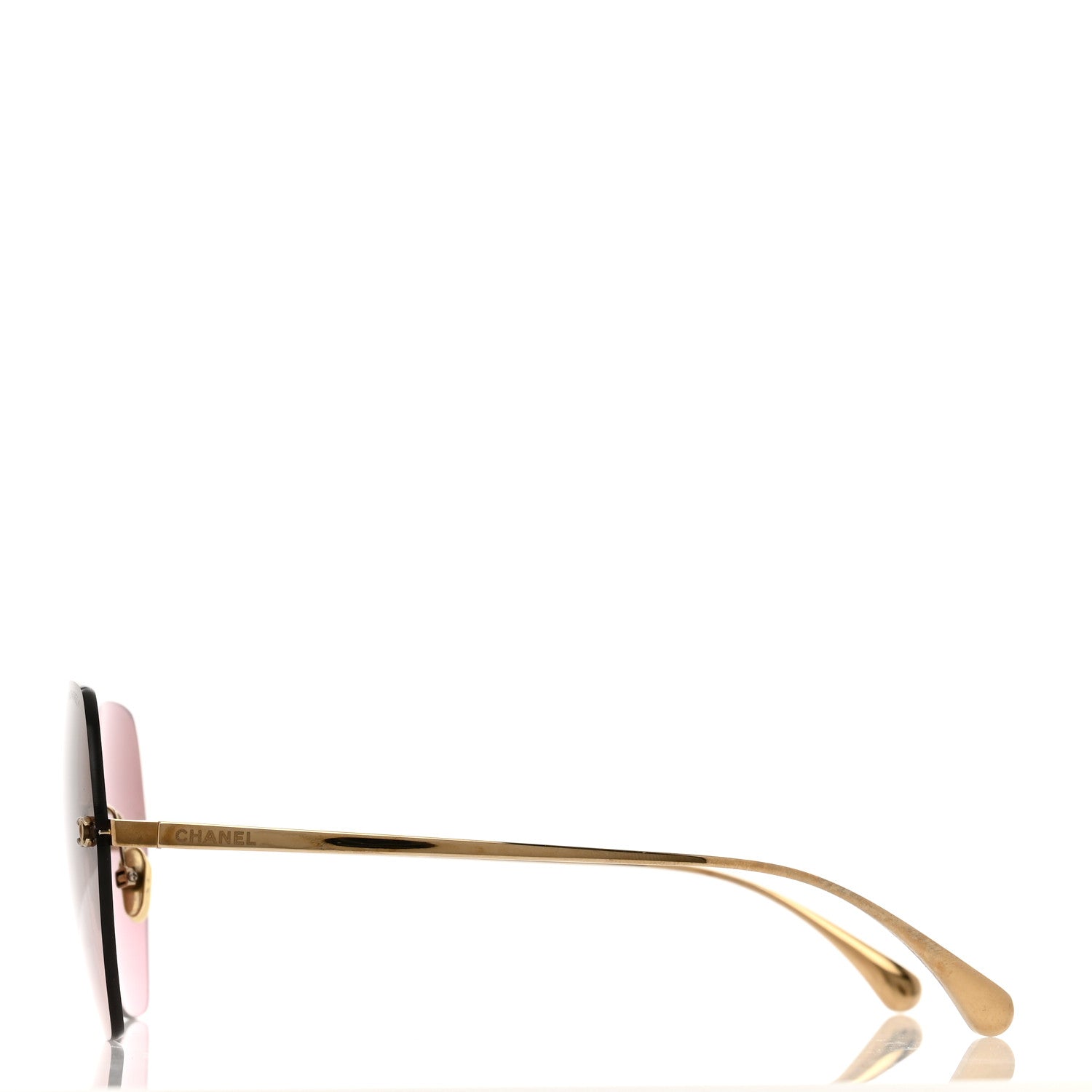 Chanel Titanium Polarized Rimless Square Sunglasses 4271-T Gold Violet 3 of 7