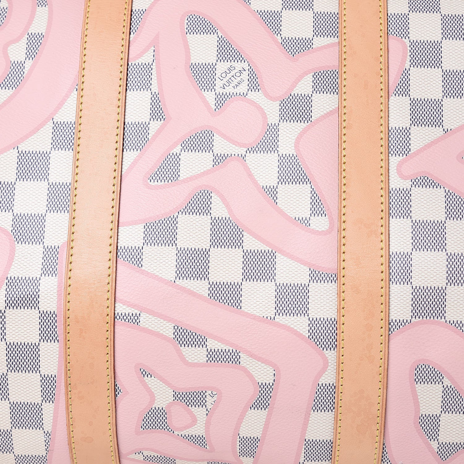 Louis Vuitton Damier Azur Tahitienne Keepall Bandouliere 50 Rose Ballerine 17 of 18