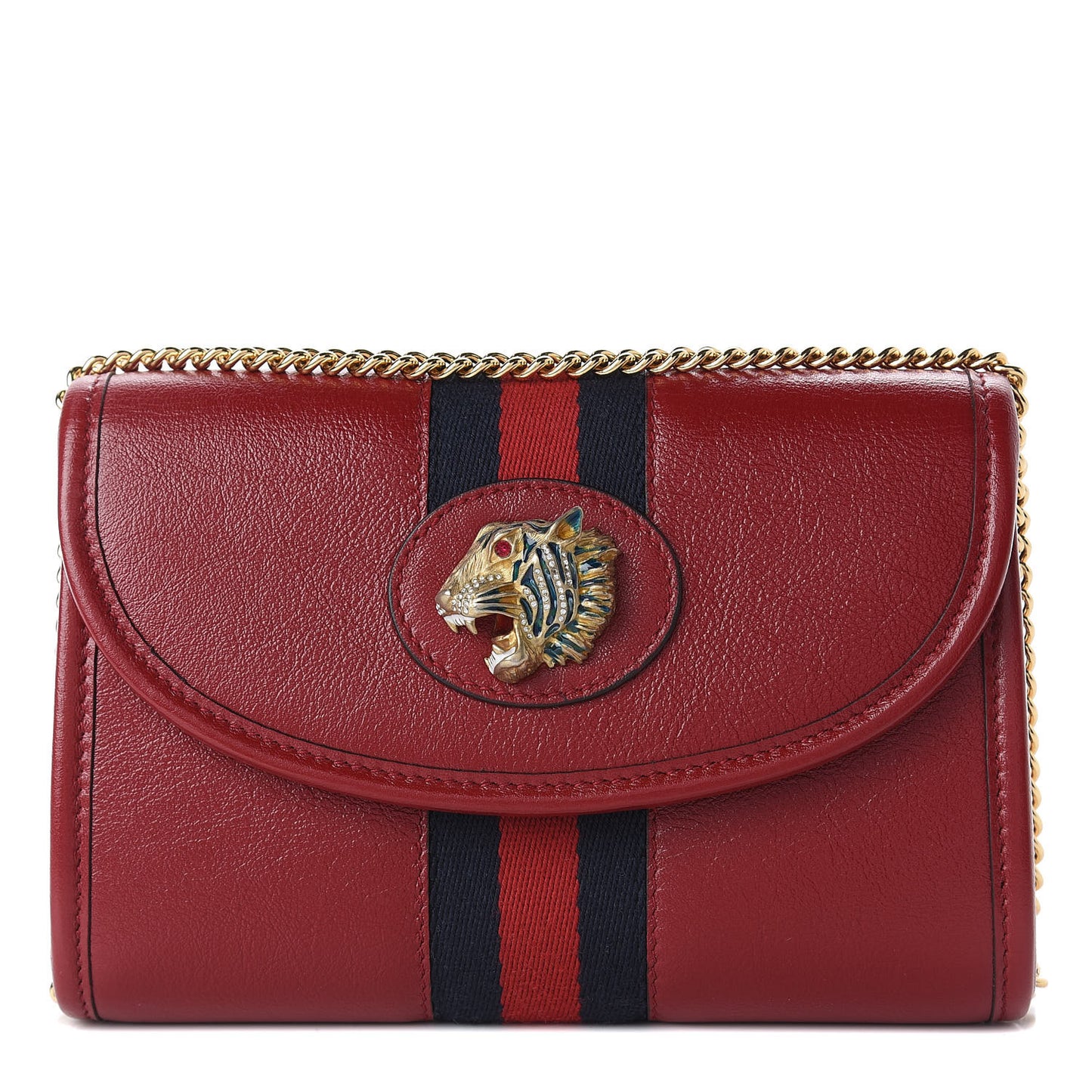 Textured Calfskin Web Mini Rajah Slim Flap Shoulder Bag Romantic Cherry