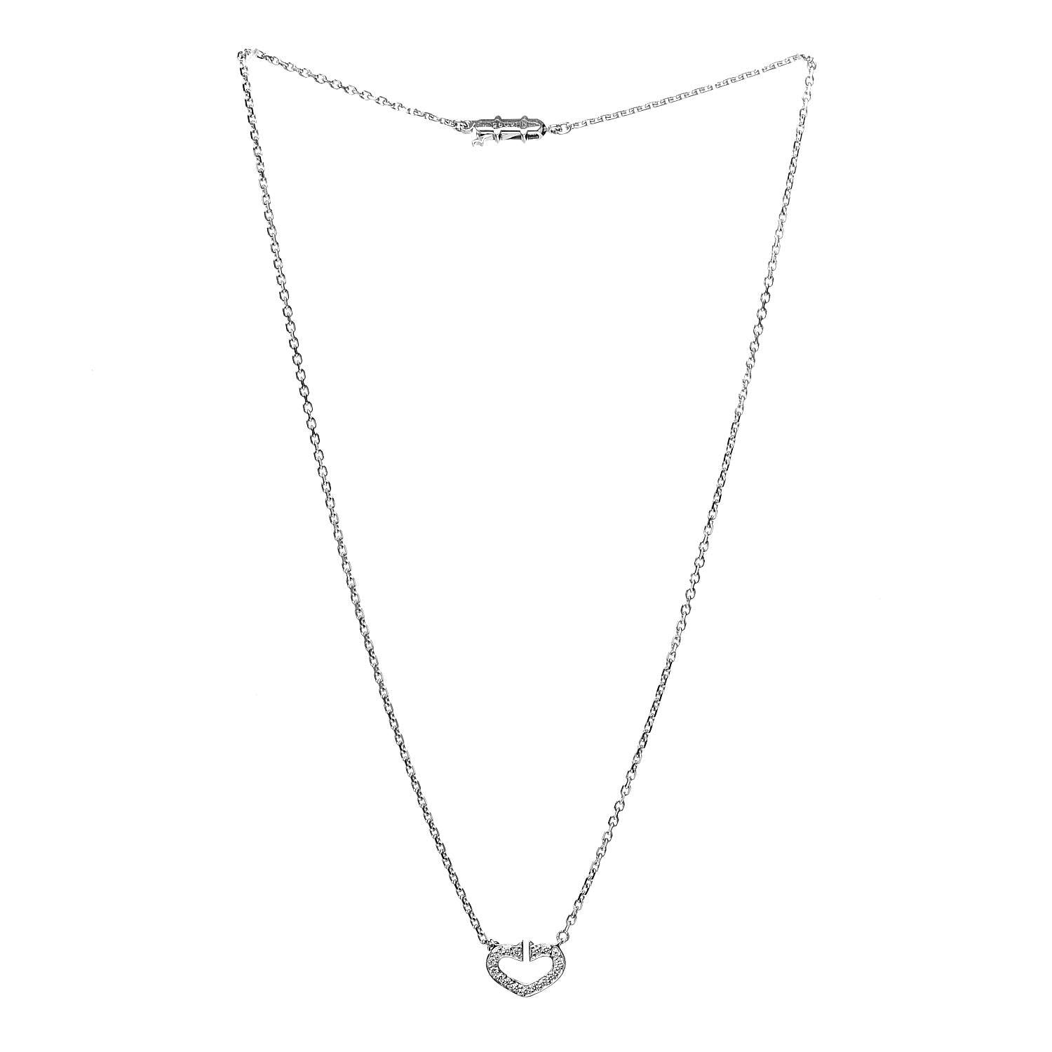 Cartier 18K White Gold Diamond Small Hearts and Symbols Pendant Necklace 3 of 7