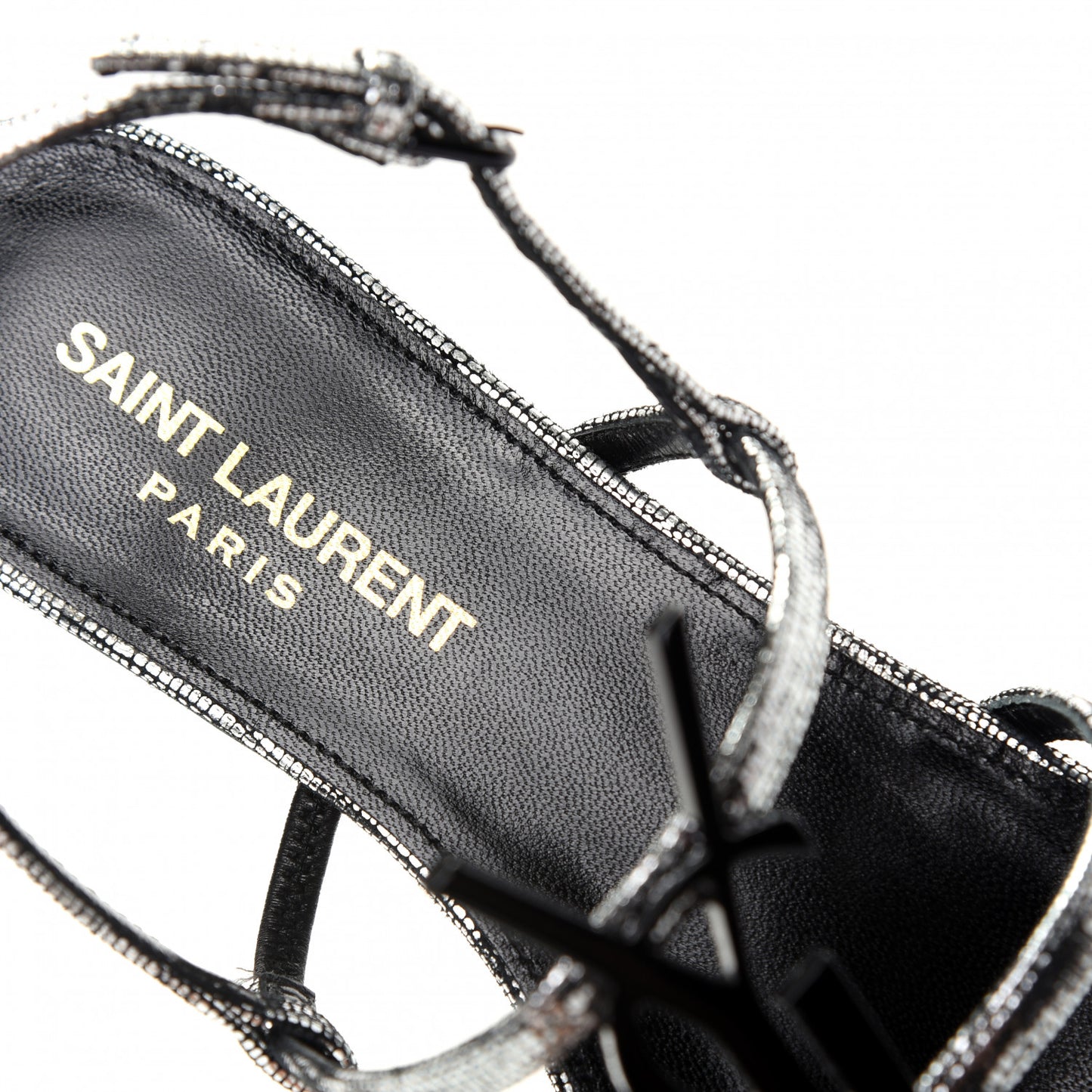 Calfskin Cassandra Monogram Sandals 36 Argento