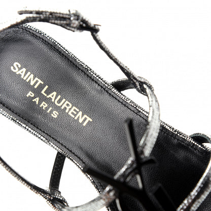 Saint Laurent Calfskin Cassandra Monogram Sandals 36 Argento 8 of 10