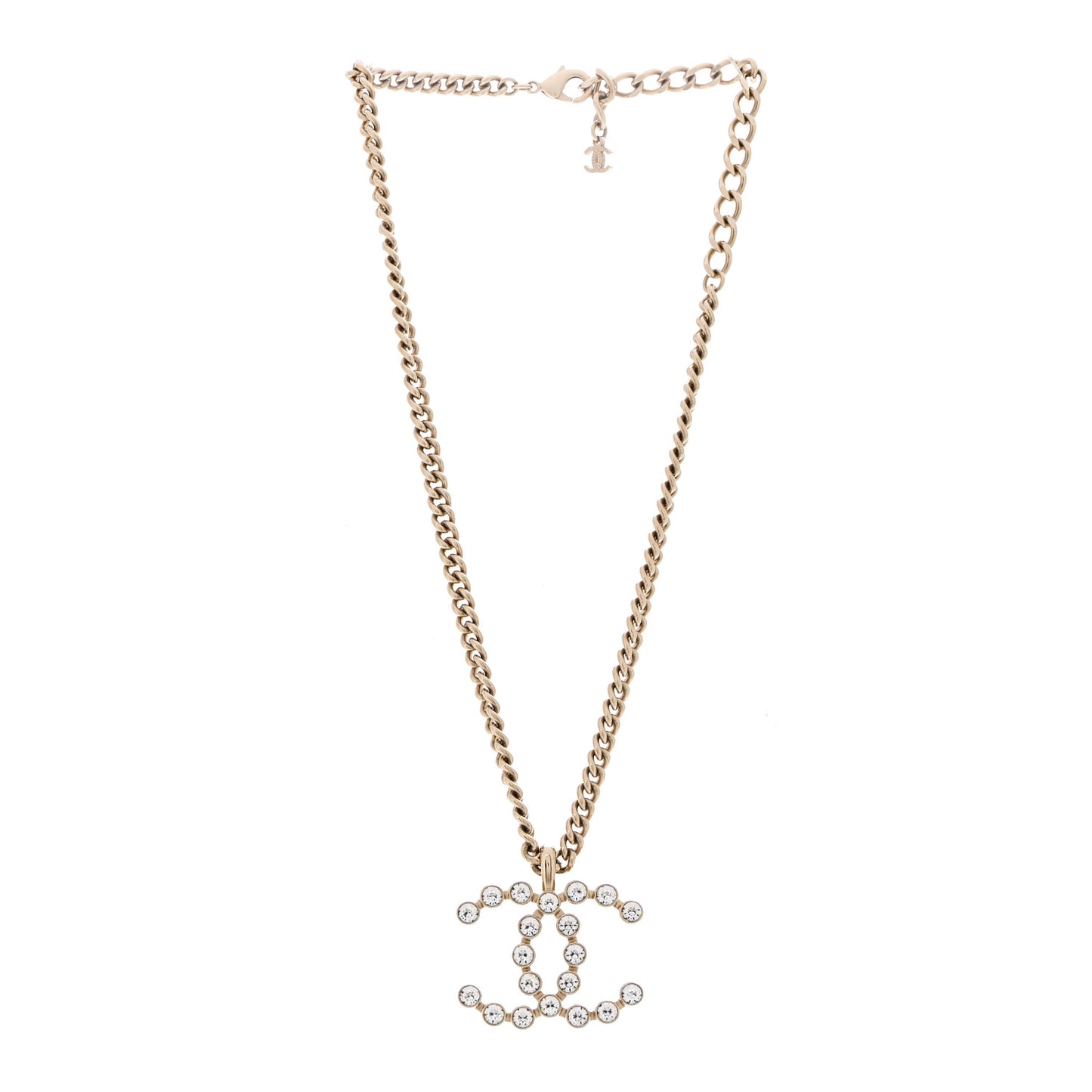 Crystal CC Pendant Necklace Gold