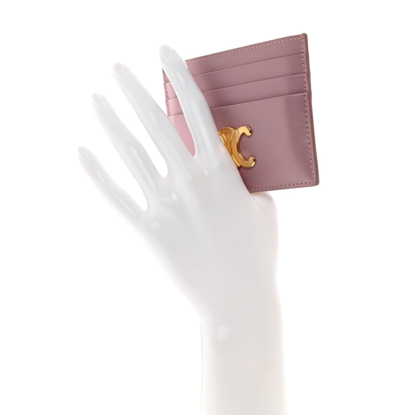 Shiny Calfskin Triomphe Card Holder Petal