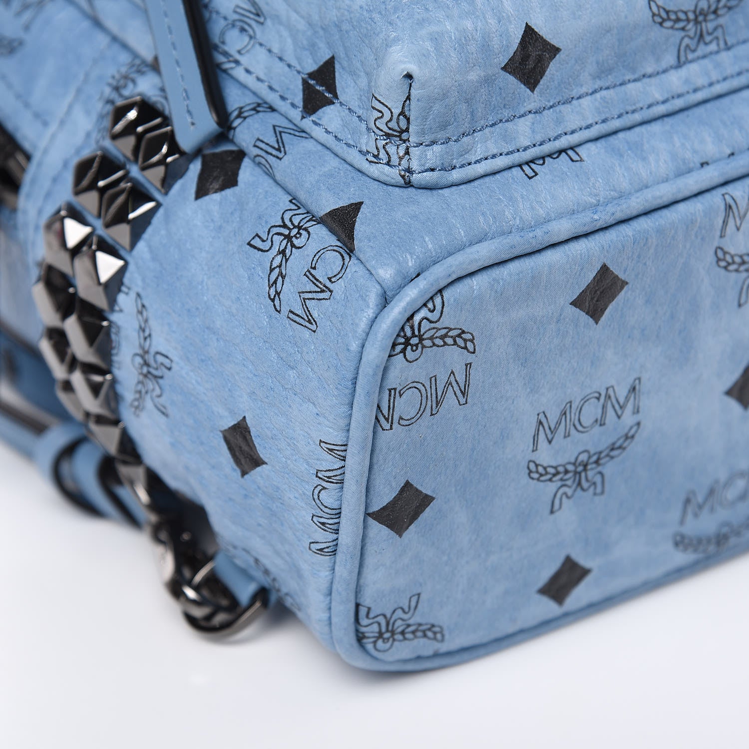 MCM Visetos Side Stud X-Mini Stark Bebe Boo Backpack Blue 8 of 10