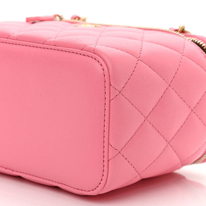 Chanel Lambskin Quilted Small Pearl Crush Vanity Case With Chain Pink 10 of 14