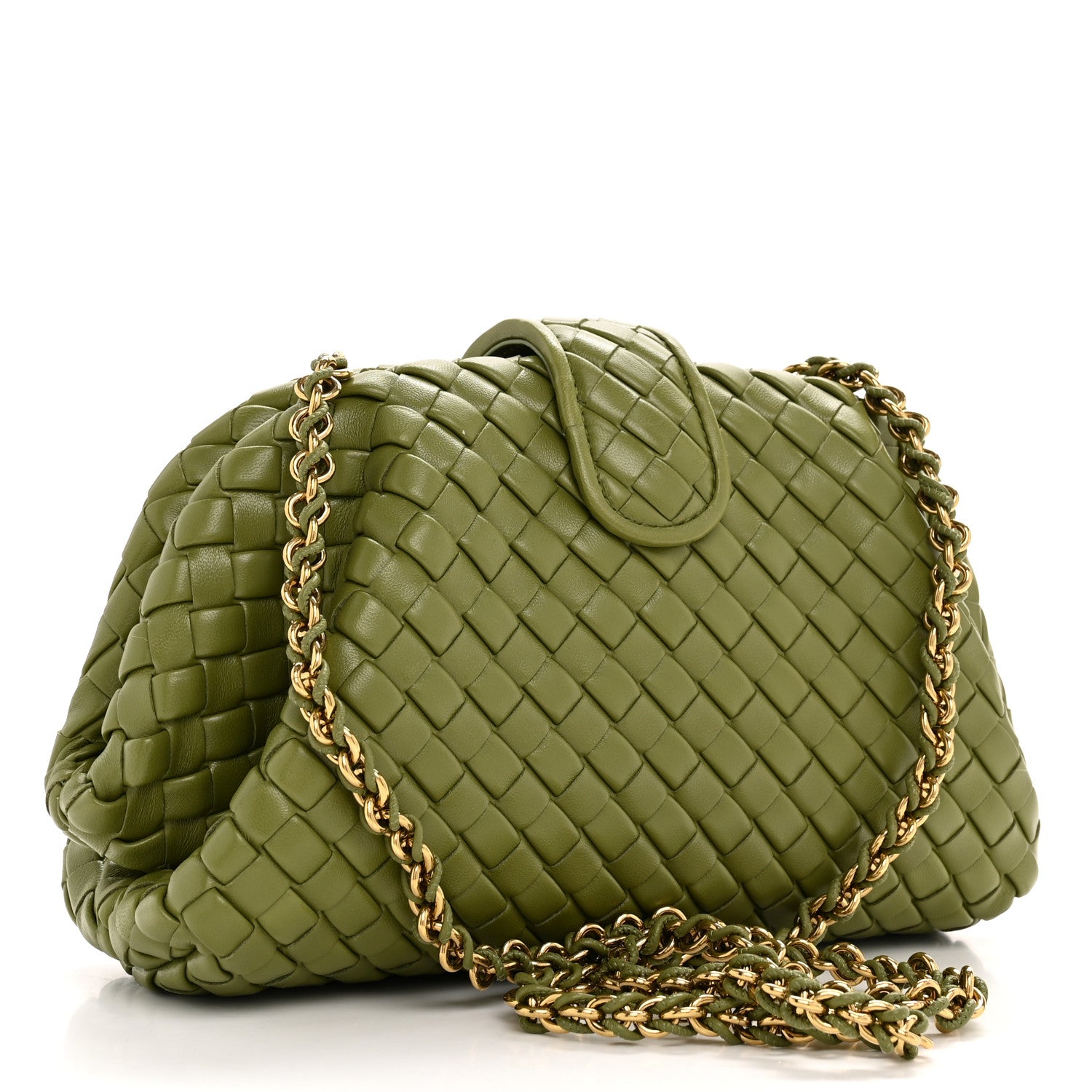 Bottega Veneta Nappa Intrecciato Small The Lauren 1980 Clutch With Chain Matcha 3 of 10