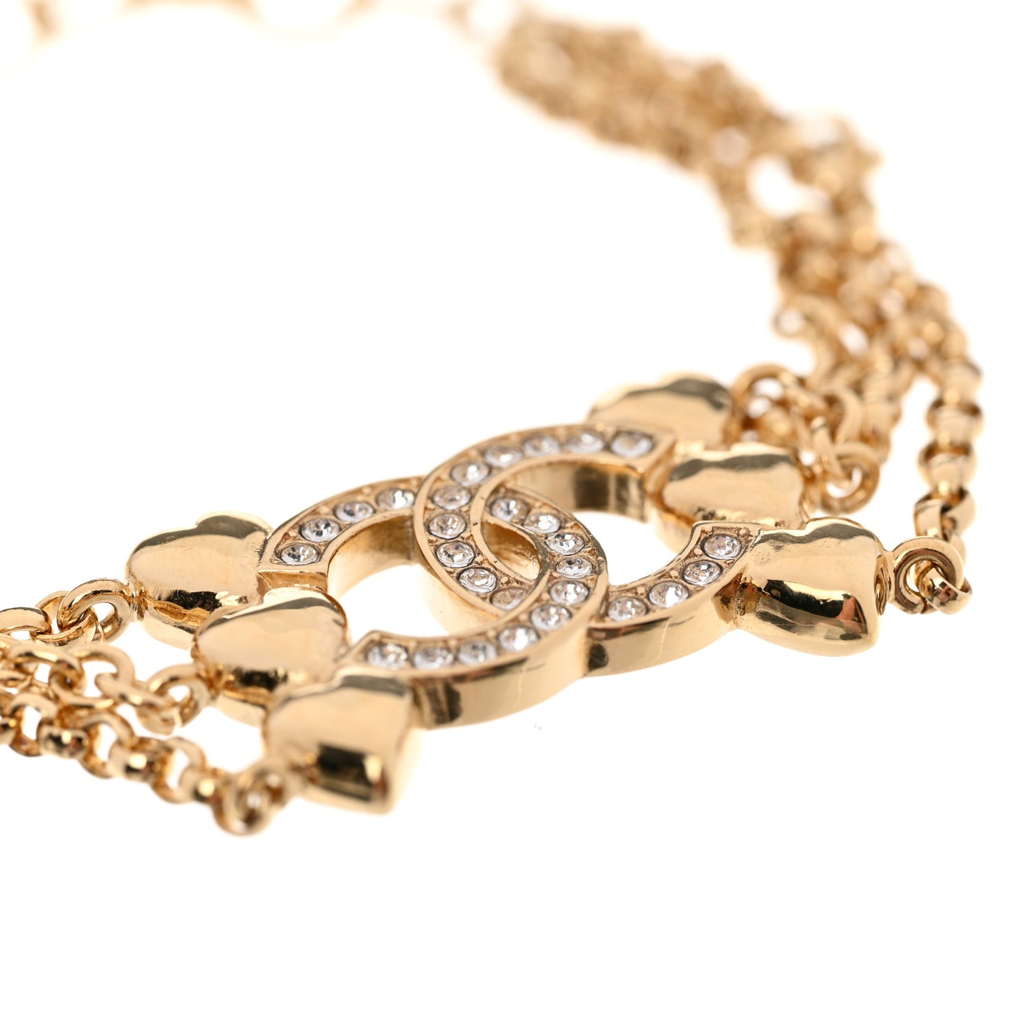 Crystal CC Heart Link Bracelet Gold