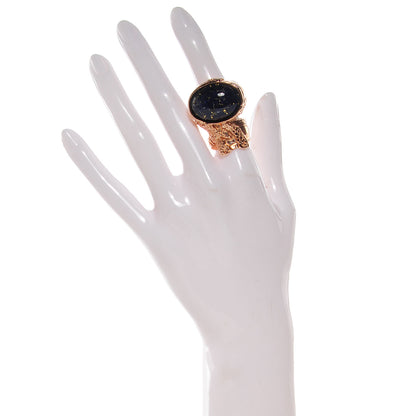 Saint Laurent Glass Cabochon Arty Ovale Ring 6 Rose Gold Marine 2 of 4