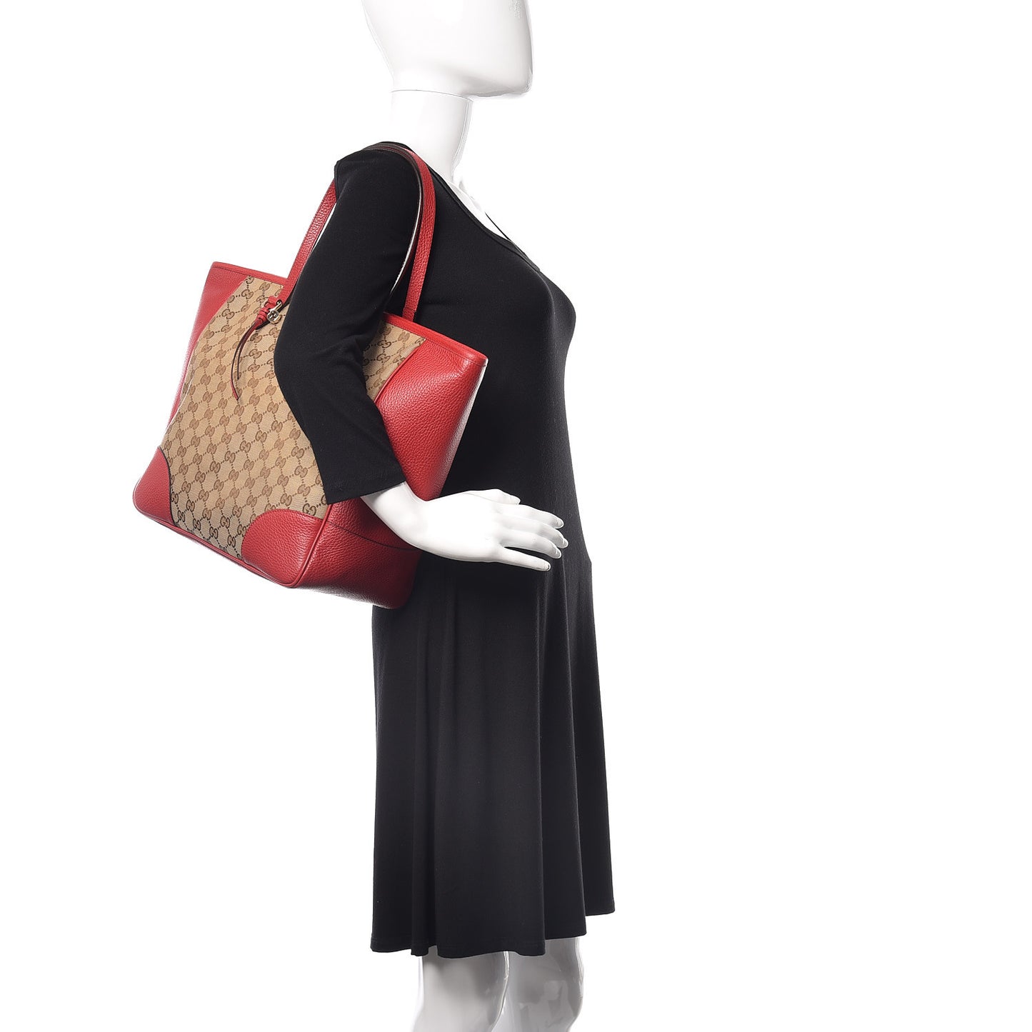 Monogram Bree Zippered Tote Beige Red