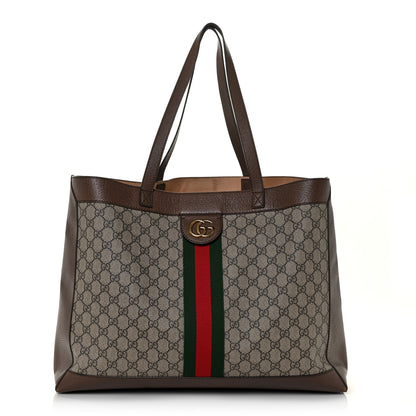 Gucci GG Supreme Monogram Web Ophidia Tote Brown 3 of 13