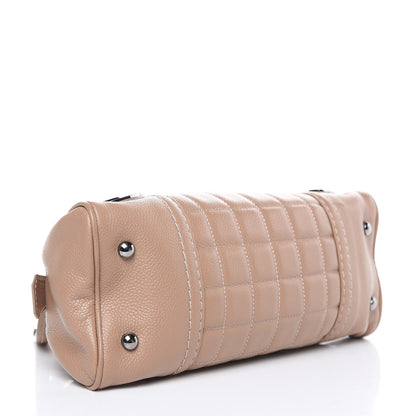 Chanel Caviar Square Stitched Bowler Tote Dark Beige 4 of 9