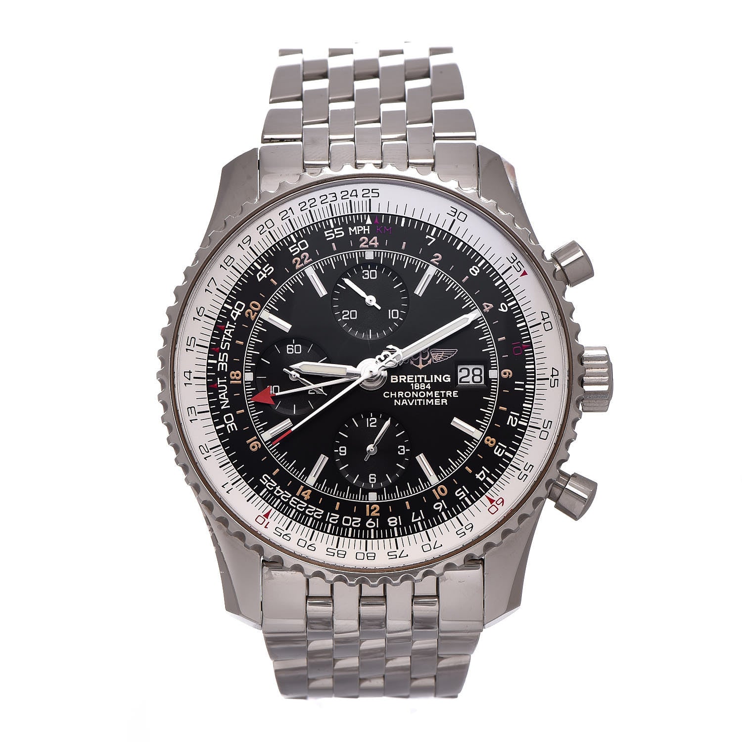 Breitling Stainless Steel 46mm Navitimer GMT World Automatic Watch Black A24322 1 of 7
