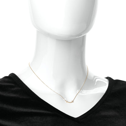 Tiffany 18K Yellow Gold Diamond Mini T Smile Pendant Necklace 2 of 6
