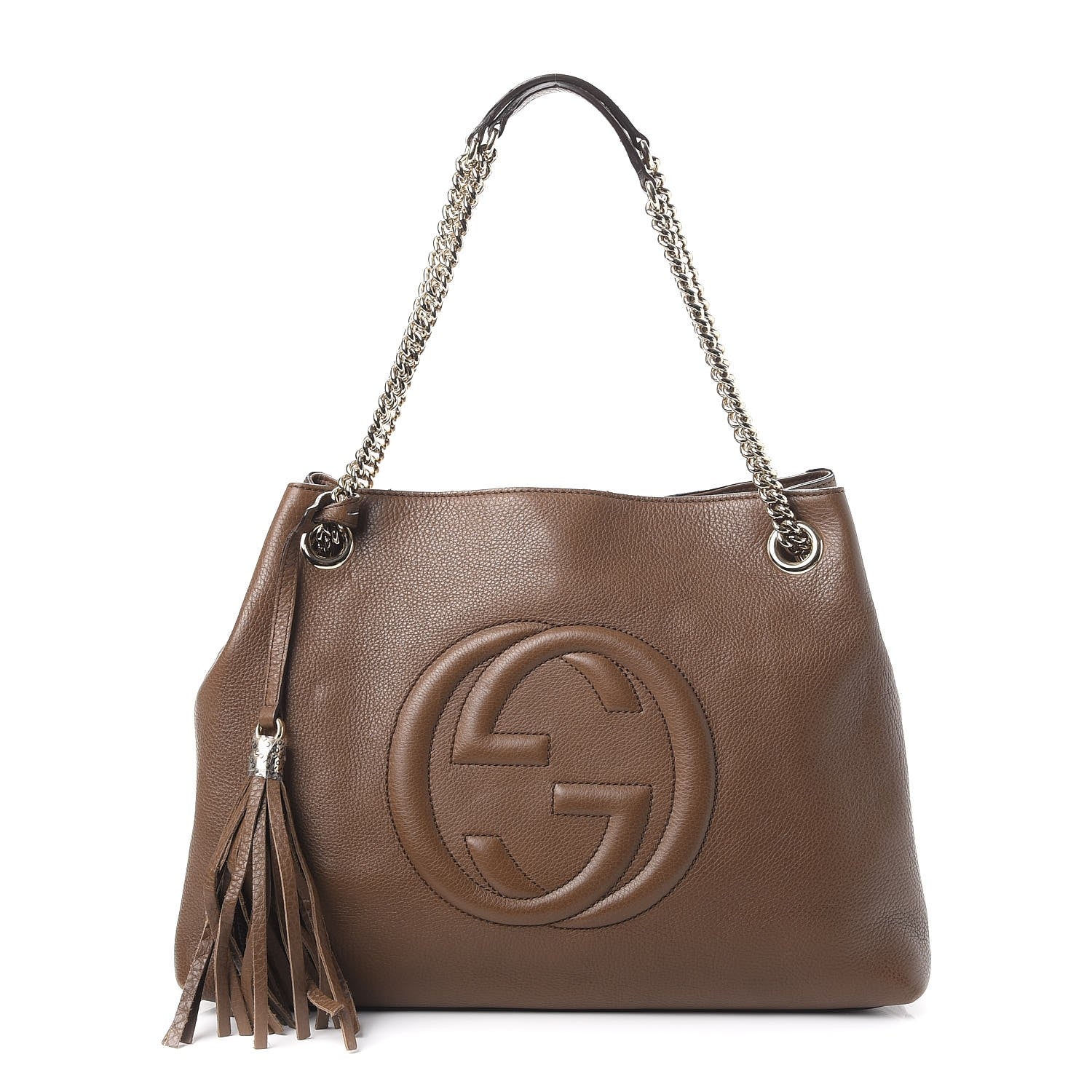 Gucci Pebbled Calfskin Medium Soho Chain Shoulder Bag Maple Brown 1 of 19