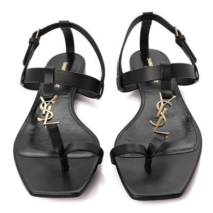 Saint Laurent Calfskin Cassandra Monogram Sandals 41 Black 2 of 9