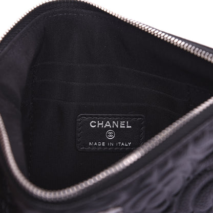 Chanel Caviar Camellia Embossed Cosmetic Pouch Black 6 of 7