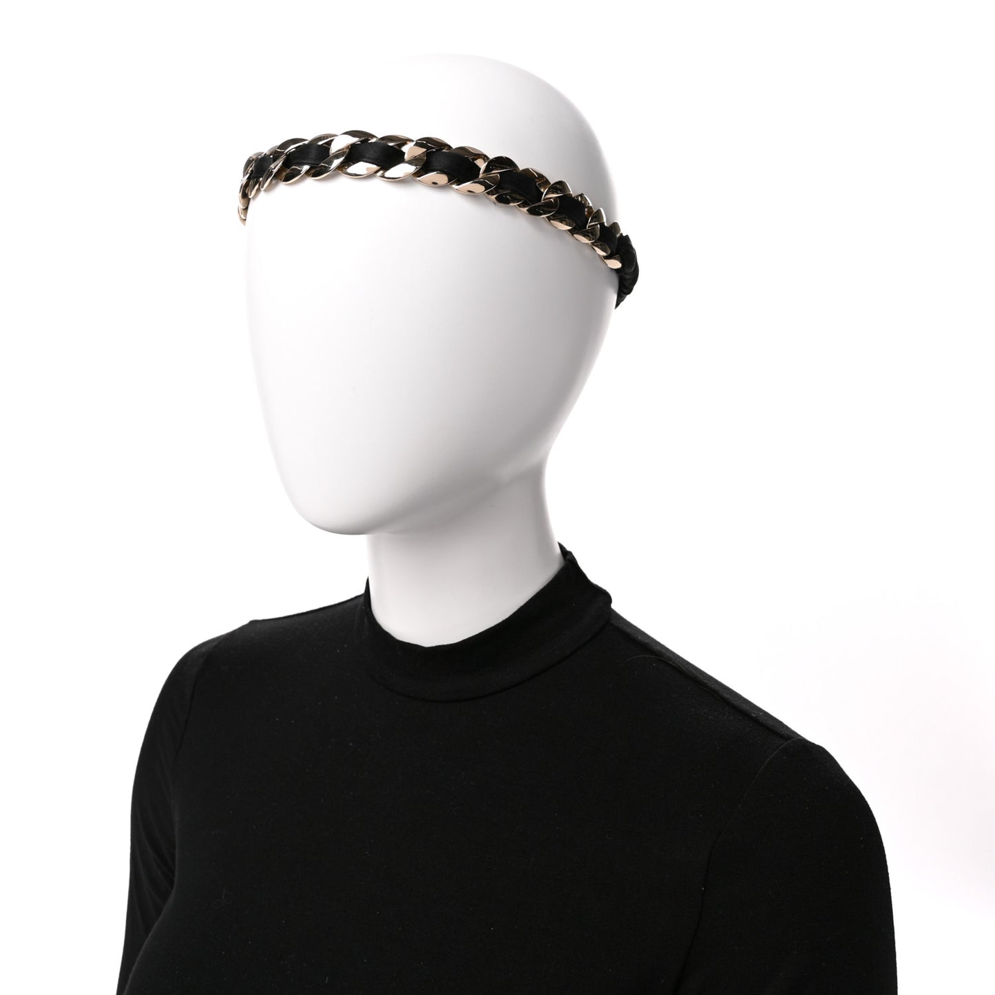 Satin Chain Headband Black Gold