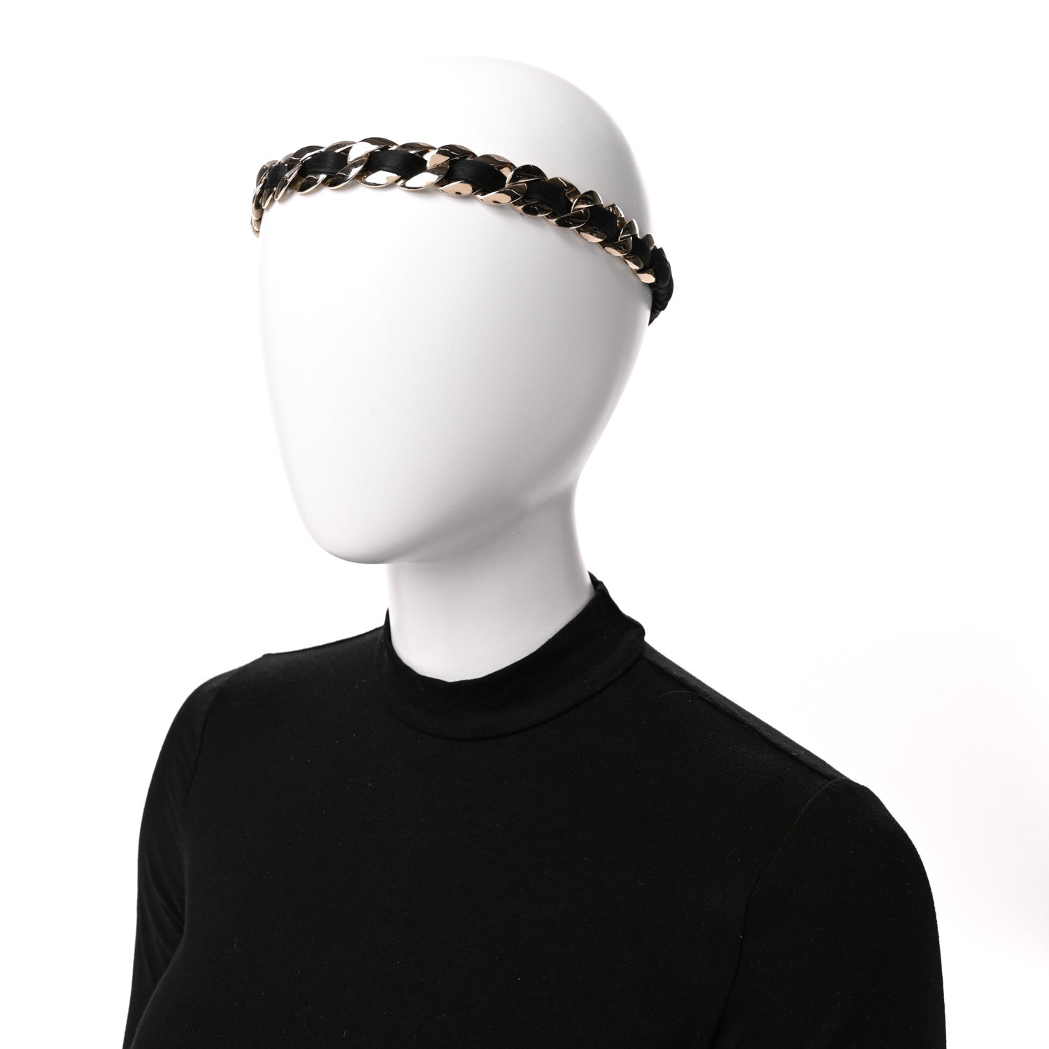 Chanel Satin Chain Headband Black Gold 2 of 4