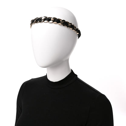 Chanel Satin Chain Headband Black Gold 2 of 4