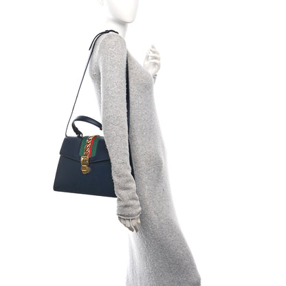 Gucci Calfskin Medium Sylvie Top Handle Bag Blue 2 of 10