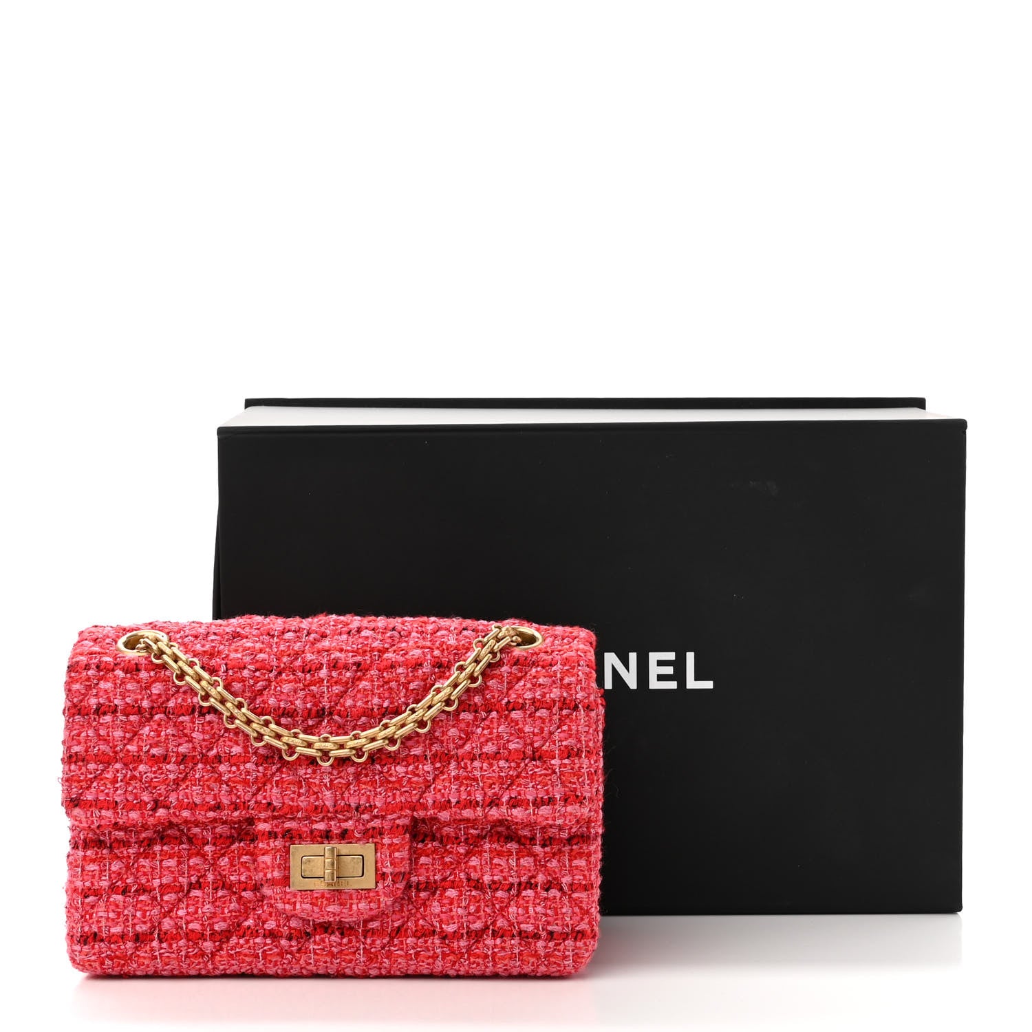 Chanel Tweed Quilted Mini 2.55 Reissue Flap Red Ecru Black 14 of 14