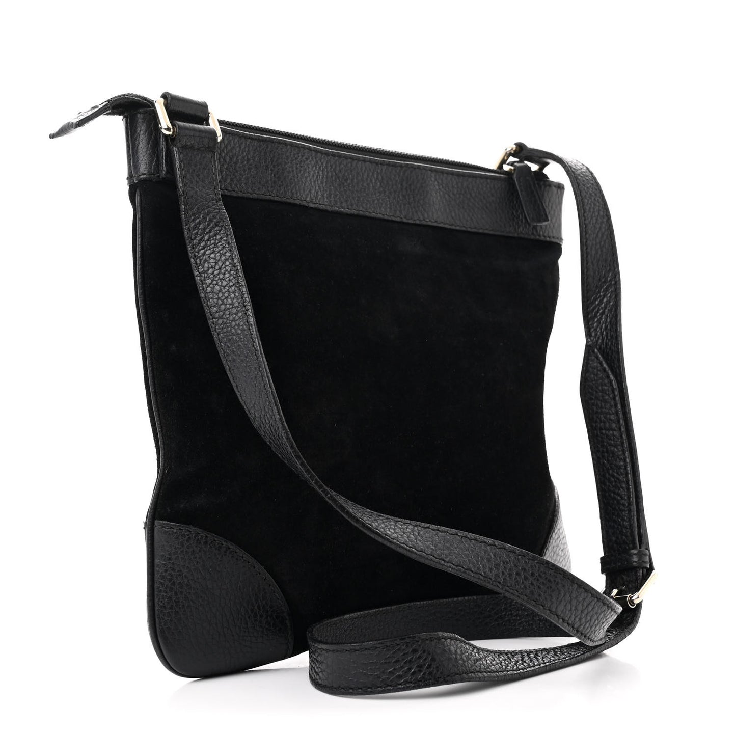 Guccissima Suede Crossbody Bag Black