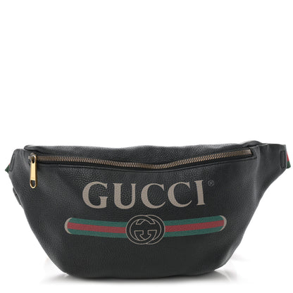 Gucci Grained Calfskin Logo Belt Bag Black 1 of 10