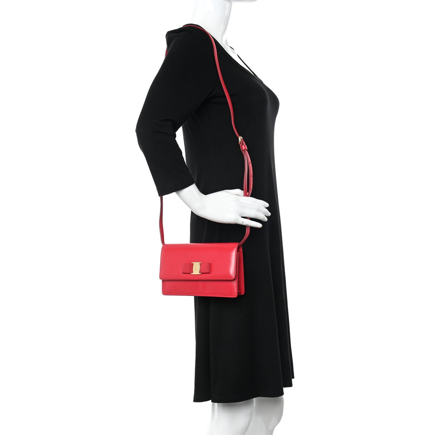 Saffiano Vera Bow Crossbody Belt Bag Red